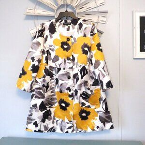 Jones New York Blazer "Water Splash"‎ Floral Cotton Silk Blend 3/4 Sleeve  1X